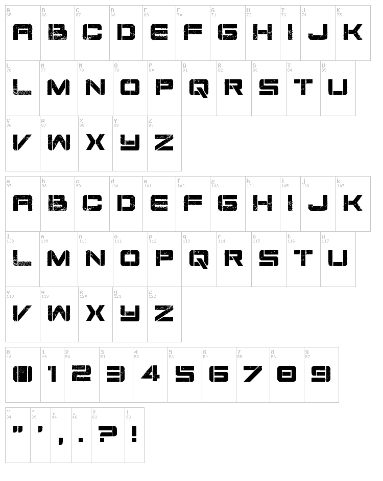 Damage Inc font map